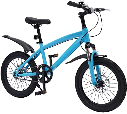 WINZING Kinderfahrrad 18 Zoll Mountainbike Jungen Mädchen Kinderfahrrad, Höhenverstellbar Mountainbike für Von 5-8 Jahren Kinderfahrrad (Blau)