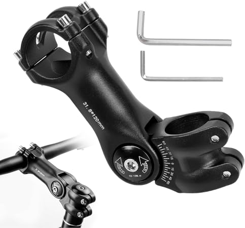 LangRay Lenkererhöhung Fahrrad, Fahrradlenker Vorbau 31,8mm*120mm, Lenkervorbau Verstellbar ± 60 Grad Aluminium Fahrradlenker Erhöhung Zubehör für Mountain Fahrrad Rennräder MTB BMX E-Bike