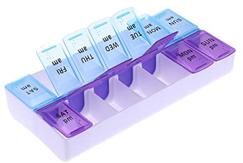 dijiusidy 7 jours hebdomadaire pilulier Portable 14 grilles AM PM conteneurs de stockage distributeur en plastique ménage pour Camping en plein air