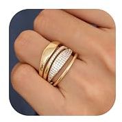 Chriscoco 4 Stück Gold Ringe Frauen 14 Karat Vergoldete Ringe Set Ring Gold Damen Daumenring Verlobungsringdamen Gold Fingerring Ringe Gold Wasserfest - Mit Schmuckschatulle