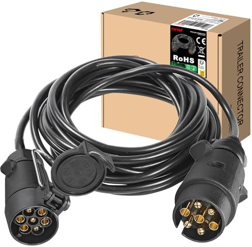 CXTM Cavo per rimorchio, 7 poli su 7 poli, cavo di prolunga per rimorchio, 7 poli, 6 m, 7 poli su 7 poli, cavo adattatore universale per rimorchio/RV/roulotte/auto (6 m)