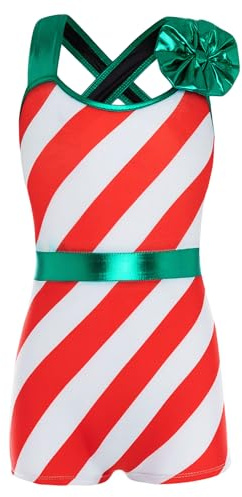 Kvysinly Girls Christmas Leotards Santa Elf Costume Sleeveless Ballet Dance Unitards Gymnastics Leotards Red 13-14 Years