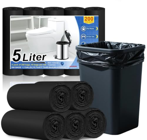 XUXRUS Müllbeutel 5L Schwarz Für Badezimmer Und Büro, 200 Stück