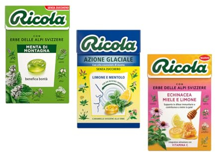 Ricola | Honung citrongodis | Mountain Mint Godis | Citronmentolgodis | Tris hårda godisar med örter