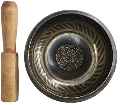 Sångskål Användbar för meditation, yoga, avkoppling, Yoda klangskål, storlek 8 cm, chakra-läkning skrift, bön
