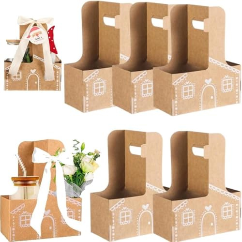 Scatola regalo/portabicchieri natalizi a forma di casetta di pan di zenzero, contenitore fai da te for sacchetti di carta for biscotti, for bomboniere e festività