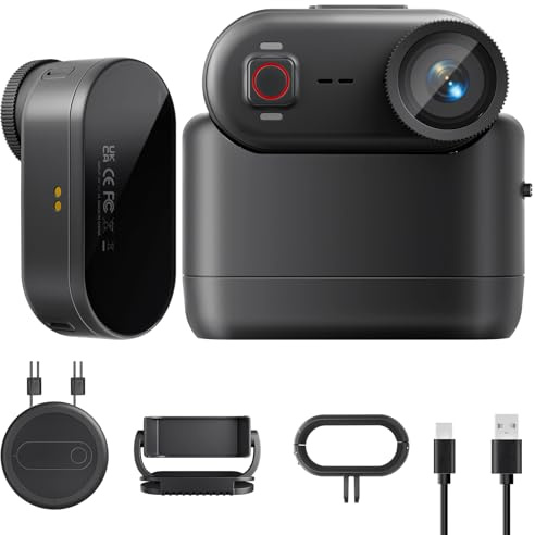 Cam 4K30fps per vlogging, POV a mani libere, EIS stabilizzazione 64GB mini action cam, 10m impermeabile telecamera, batteria 260 min, fotocamera portatile per vlog, viaggi, montala ovunque (64, GB)