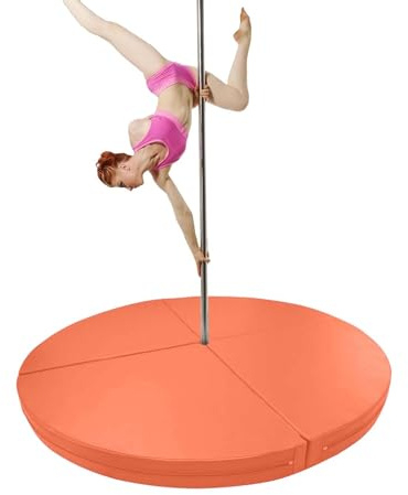 Tjock och slitstark poledance-matta - 140 cm vikbar skyddsmatta för yoga och luftring, idealisk för poledance-övningar, orange, 55 tum x 2, för en