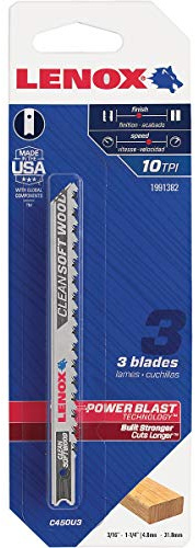 LENOX TOOLS 1991382 U-Shank Clean Wood Cutting Jig Saw Blade, 4 x 5/16 10 TPI, 3 Pack