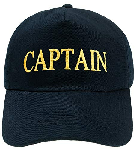 4sold Herren Kinder Kapitänsmütze Weiss Army Military Baseballmütze Security Cap Captain Ancient Mariner Captain Cabin Boy Crew Yachting Inschrift Schriftzug Gold (Captain, Erwachsene)