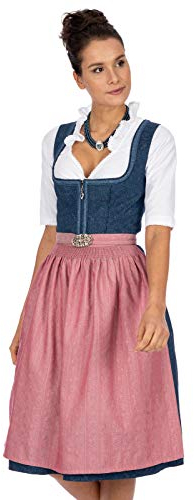 Stockerpoint Damen Roseline Midi Dirndl, blau Altrosa, 42