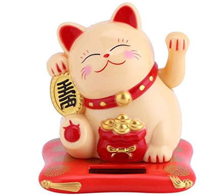 DeWin Solaire Kawaii Agitant Chat, Mignon Chinois Japonais Chanceux Chat Richesse Chats accueillants pour La Maison Affichage Voiture Décor(Jaune)