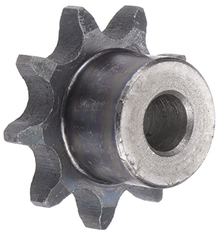 sourcing map 9 Dientes Piñón Tipo B Monocatenario 1/2 Paso, 10mm Paso A3 Carbón Acero para ISO 06B