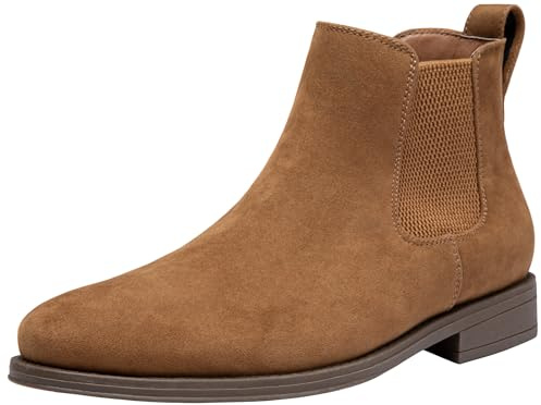 Jousen Men's Chelsea Boots Casual Suede Slip On Ankle Boots Dress Boots for Men Size 13 (AMY658A Yellowbrown 13)