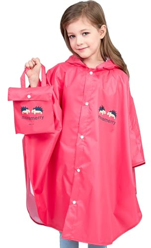BWBIKE Barn regnponcho vattentät regncape vikbar regnkläder fina barn regnrock unisex lätt skolväska vattentät huva regnrock
