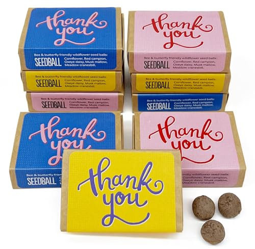Seedball Thank You Gift Wildflower Seed Bombs, Pack of 9, 6 Balls Each