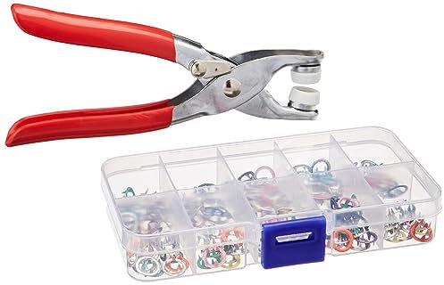 100 Sets Druckknöpfe kit mit Zange, Feste Knöpfe Werkzeug, Ösen Druckknöpfe Nähfrei Buttons Hohle, Eyelet Snap Fasteners Tool Kit, Sewing Free Five Claw Buckles, 10 Farben