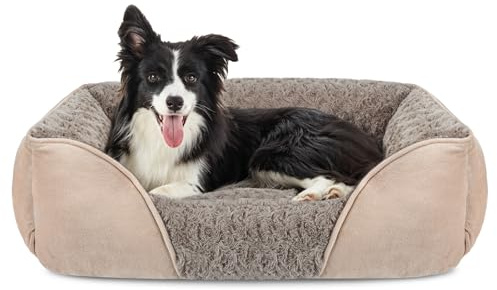 JOEJOY Panier pour Chien, Lit Chien Moyen Taille Lavable, Antidérapant Coussin Anti-anxiété Doux Confort pour Moyen Grand Chiens et Chats, 76x61x23cm