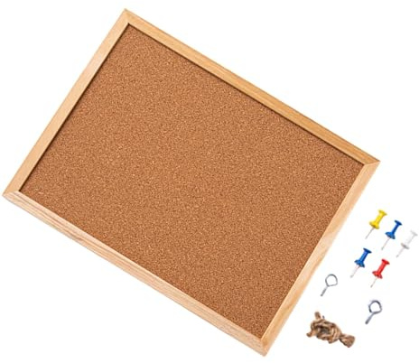 Generic Cork Bulletin Board Bulletin Board Kitchen Office Home Photo Display Board DIY Rectangle Wooden Office and School Corkboard, 30x40cm