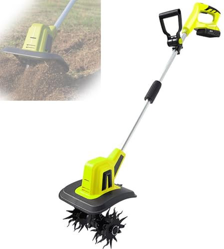 Cultivador Eléctrico Inalámbrico, Cultivador Doméstico Multifuncional De 270 RPM con Batería De 4 Ah, Escarificador De Césped con 4 Cuchillas De Cultivador, Escarificador Eléctrico para Huerto