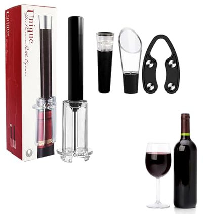 Cortador de papel de aluminio con cierre al vacío, juego de abridor de vino a presión de aire multifuncional con construcción fuerte y robusta, práctico abridor de botellas para picnic en el bar de