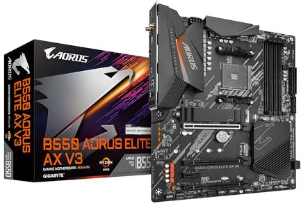 GIGABYTE B550 AORUS ELITE AX V3 AM4 AMD B550 ATX Motherboard with Dual M.2, SATA 6Gb/s, USB 3.2 Gen 2, Wi-Fi 6, 1GbE LAN, PCIe 4.0
