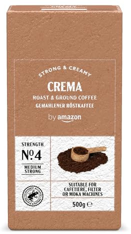 by Amazon Gemahlener Kaffee Espresso Crema, Lichte Röstung, Granulat, 500g – Rainforest Alliance-Zertifizierung