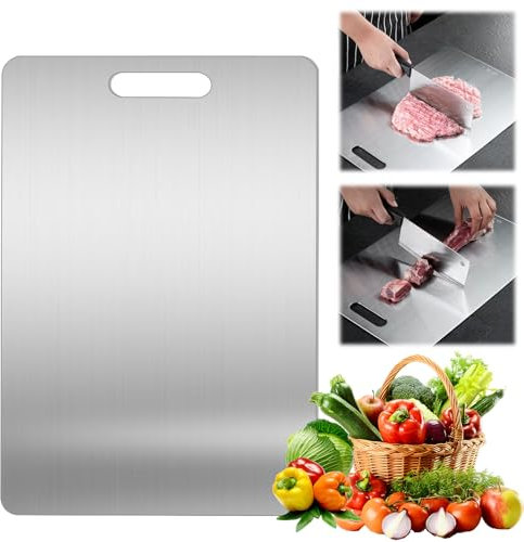 DHINCHANSAIB Tagliere in 304 Acciaio Inox Alimentare, Rivestimento in Titanio, Antibatterico e Resistente, Ideale per Cucina Professionale e Domestica, Spianatoia in Acciaio
