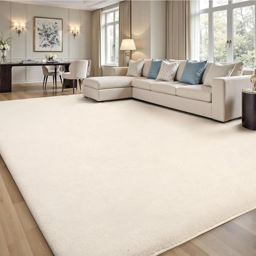 Treeboy Carpet Rugs Living Room Large 240x300, Area Rugs for Bedroom Washable Rug Anti Slip Short Pile Soft Rug Fluffy Carpets Extra Large Rugs For Living Room Kid's Room Milkwhite