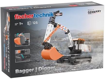 fischertechnik Digger 576104 – Juego de construcción Educativo, Excavadora Juguete para Montar, para niños a Partir de 7 años, Naranja