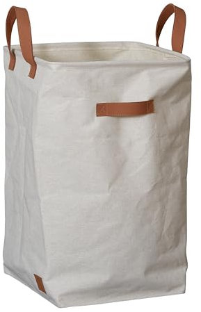 LOVE IT STORE IT - Premium - Cesto portabiancheria con Manici - Portabiancheria sporca in Tessuto di Lino - Beige - Stabile e Versatile - 35x35x58 cm