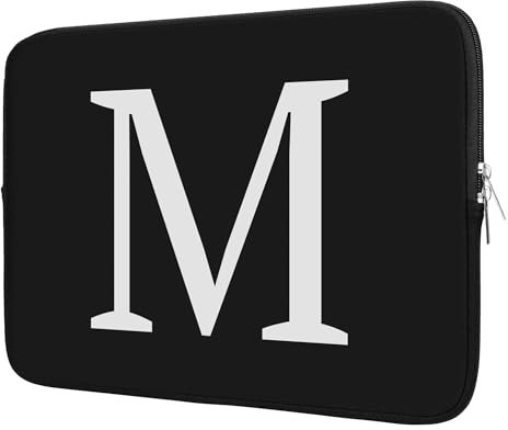 BAAGOAZ Funda para Portátil de 11 Pulgadas, Bolsa Personalizada con Inicial - Idea de Regalo, Compatible con Chromebook MacBook Ordenadores Portátiles 11, Negro-Letra M
