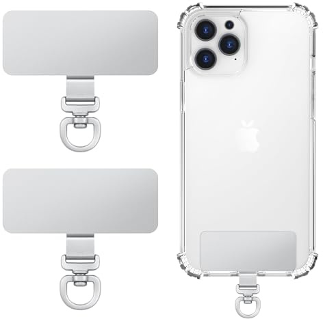 MoKo 2 Pack Phone Tether Tab, 360° roterbar telefonsnodd lapp, polyester telefonrem ersättningsdel med metallslipad ring, svart, Silverton, Taglia unica