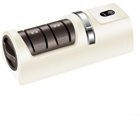 Electric Sharpening Tool With Two Slots To Quickly Restore Dull Blades And Polish For Kitchen Knives, Fruit Knives, Serrated Blades, And Scissors(Beige)