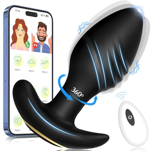 Vibrating Butt Plug Sex toyscouples for Couples, Anal Toys for Beginners with 9 Rotation Modes, Sex Toys Anal Plug Vibrator for Women & Men - App Control, Buttplug Prostate Massager Adult Toy Games