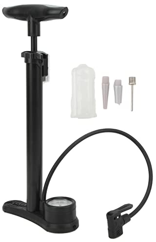 LONGONGAN Pompa a Piede per Bici Stradali, Pompa Portatile ad Alta Pressione con Manometro, Ugello Universale per Moto Auto Bicicletta, Costruzione in Alluminio ABS per Uso Interno ed Estern