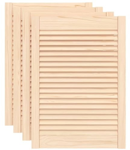 Lot de 4 Porte à Persiennes, Porte d'armoire Panneaux de Placard Garde-Robe Buffet 4 pcs 69x49,4cm bois de pin massif