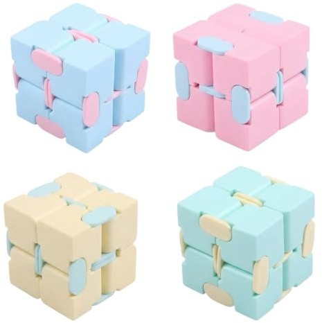 4 Pack Fidget Cubes Portable Set For Desk Office Travel Home School Classroom Party Favor Quiet Sensory Folding Blocks With Smooth Rotation
