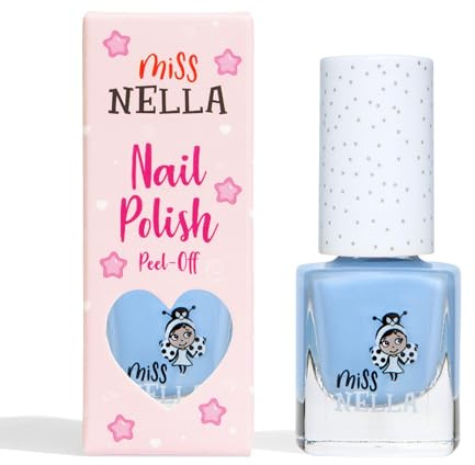 Miss Nella BLUE BELL- Spezieller Nagellack mit Glitzer für Kinder, abwaschen-formel, wasserbasiert und geruchsneutral