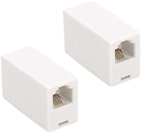 Uvital RJ11 6P4C Inline Coupler, Modular Female to Female Straight Telephone Extension Cable Cord Coupler Adapter Jack White(2 Pack)