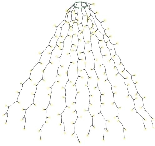 SALCAR Luci Albero Natale, 3M 10 Fili 350 LED Luci Decorazione Natale per Albero con Anello, 8 Modalità, Impermeabile IP44 Luminarie Natalizie Cascata per Interno Esterno, Bianco Caldo