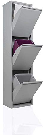 Betten-ABC Refina Mehrzweckschrank, Mülltrenner, platzsparend, aus pflegeleichtem Metall Farbe Grau, Größe 3 x 15 L