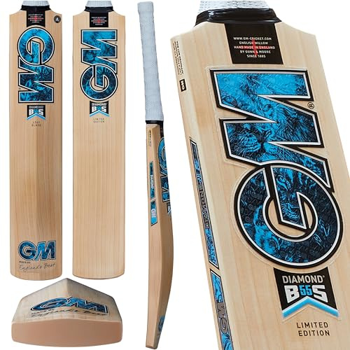 Gunn & Moore GM Batte de Cricket | Ben Stokes Diamond 404 | Saule Anglais Blanchi Grade 3 | DXM, ToeTek et Maintenant ! | Taille 5 adaptée aux Joueurs de 150 à 157 cm