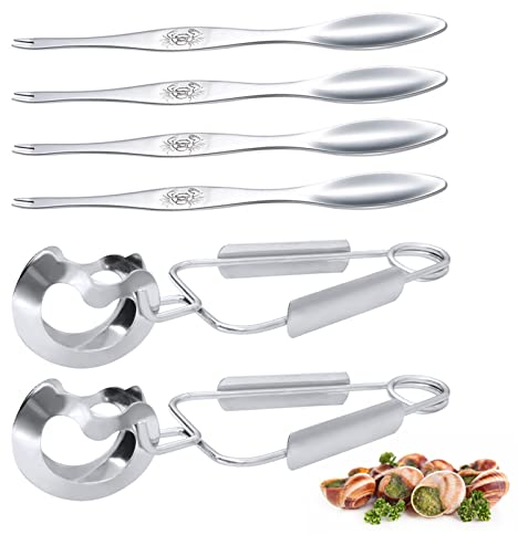 Set di pinze per lumache e forchette per lumache, Acciaio Inox Lumaca Set 2 in 1 forchette per frutti di mare Strumenti per la raccolta di lumache,aragoste per servizio al ristorante Confezione da 6
