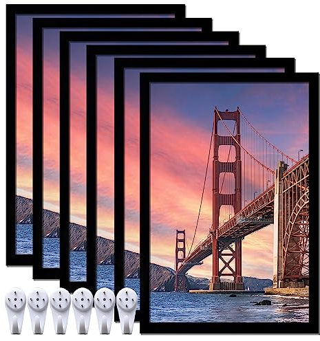 ijuerybai 6 Sets 8x12 Picture Frame, Frames for 8 x 12 Canvas Collage Photo Poster Certificate Wall Gallery, High Transparent Horizontal or Vertical Black 8 by 12