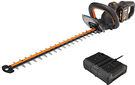 WORX WG286E Nitro Profi Akku Heckenschere 40V – präziser Schnitt auch bei schwierigen Winkeln – bürstenloser Motor – 58cm Schnittlänge – 27mm Zahnabstand – inkl. 2 x 2Ah Akku & Dual-Ladegerät