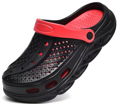 GULAKY Clogs & Pantoletten für Herren Gartenschuhe Orthopädische Schuhe Sandalen Damen Sommer Hausschuhe,Schwarz Rot44.45