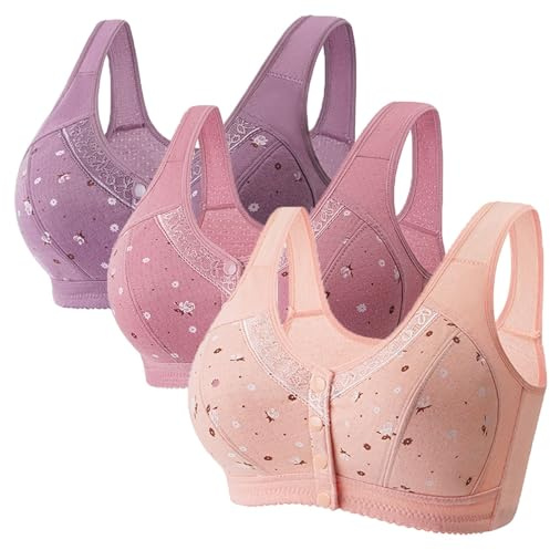 3-Pack Soutien - Gorge pour Femmes Âgées Grande Taille Coton Femmes Âgées Et D'âge Moyen Soutien - Gorge Confort Ultra Doux Gilet De Sport (Color : F, Size : 115/50ABC)