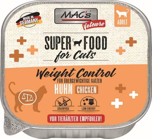Mac's Cat Vetcare Premium Nassfutter für Katzen, spezielle Diäten, 16 x 100 g (Huhn Gewichtskontrolle)