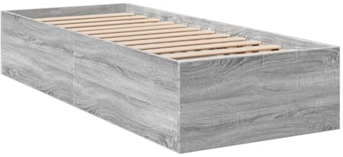 vidaXL Bettgestell, Bett Einzelbett für Schlafzimmer, Bettrahmen mit Lattenrost, Schlafzimmerbett Modernes Design, Grau Sonoma 100x200cm Holzwerkstoff